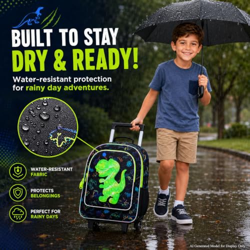 Image of CCJPX Rolling Backpack for Boys, Kids Roller School Bag with Wheels Toddler Wheeled Bookbag Elementary