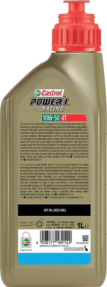 Castrol 14E94F Olio Castrol Power 1 Raging 4 T 10w50 1lt Lubrificante moto
