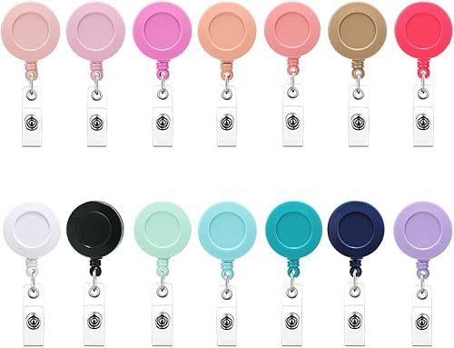 Soleebee Carrete de insignia retráctil de 24 pulgadas soporte de identificación de enfermera de color sólido mixto aleatorio con clip de cocodrilo