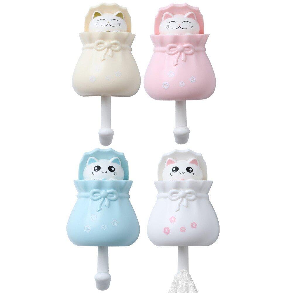Crochet mural chat solide Sanfly lot de 4 suspensions rigides et décoratives