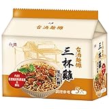 《台酒 TTL》 三杯チキン 三杯雞風味乾麵 (105 g×5袋)｜もちもち細麺＆紅標純米料理酒＆ごま油香り｜乾燥ネギ＆料理酒パック付｜熱湯注ぎだけ｜台湾 お土産｜ [並行輸入品]