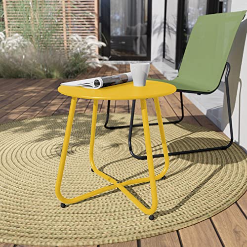 Grand patio Outdoor Side Table Small Table Round End Table Garden Table Lightweight Snack Table for Outdoor Garden Hallway Bedroom Living Room Terrace Balcony -Yellow - Image 4