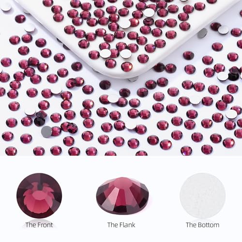 Image of Purple Flatback Rhinestones, Glass Rhinestones for Nail Art and Craft, Glue Fix, Loose Crystal Gemstones(Purple, SS16, 1440pcs, 3.8-4.0mm)