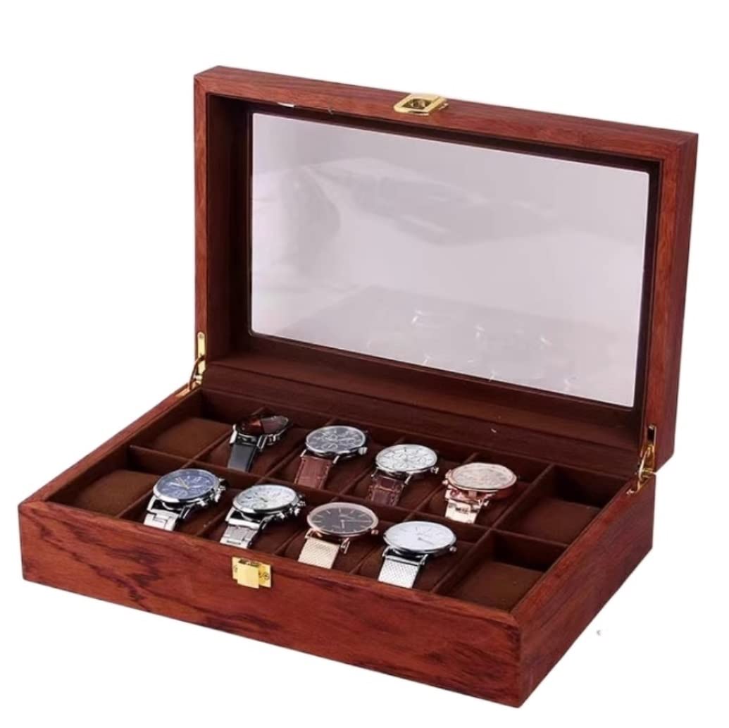 ANVLOJRIH KYUSAR Watch Box 12 Grids Watch Box Retro Wooden Watch Box Watch Case Display Storage Box For Men Women Watch Case Watch Holder (Blue : Onecolor)