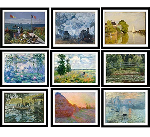 Image of Tallenge - Set of 10 Claude Monet Paintings - Small Poster Paper - Framed (Paper, 12 x 17 Inches, Multicolor)