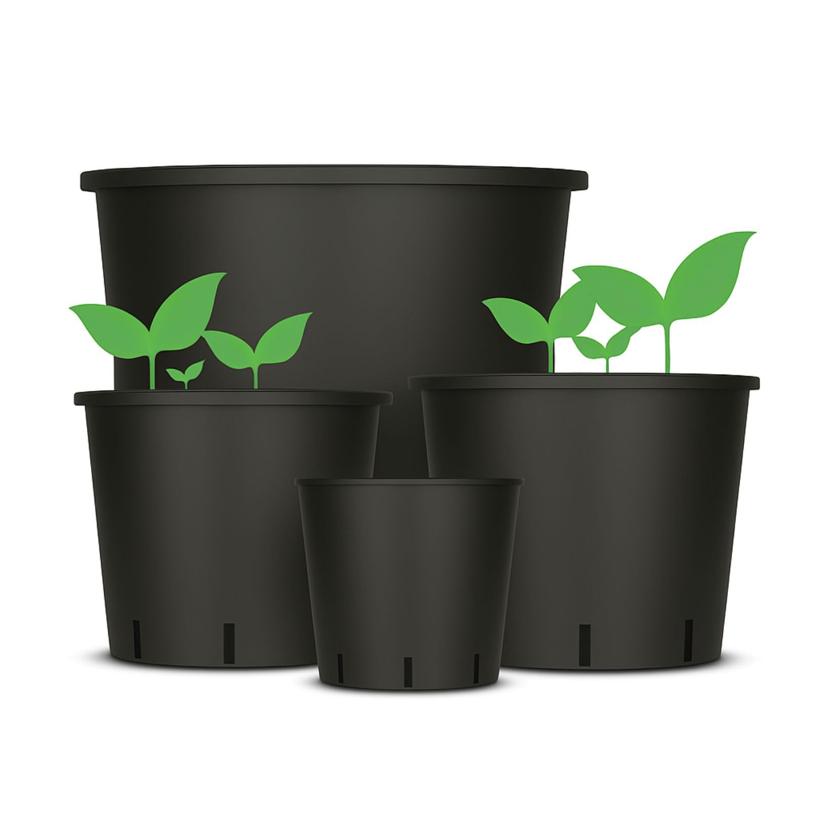 Weedness Vaso da fiori rotondo da 15 litri 30 x 26 cm nero per interni ed esterni - Vaso per piante Vaso quadrato per piante da coltivazione Vaso per