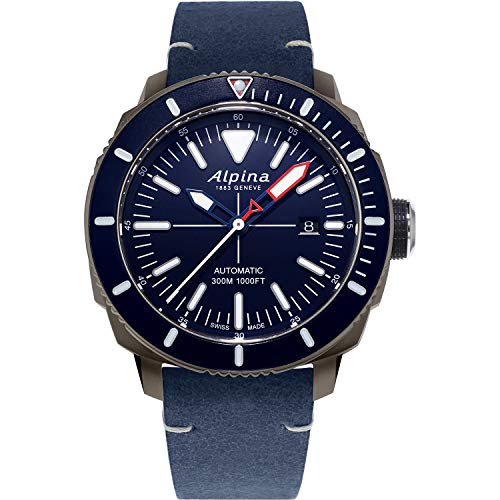 ALPINA �����Y Seastrong Diver 300 GMT �����A�����}�[�J�[�A�P�����x�[���A1,000�t�B�[�gWR�A44mm, �u���[, �����r���v�A�_�C�o�[�B