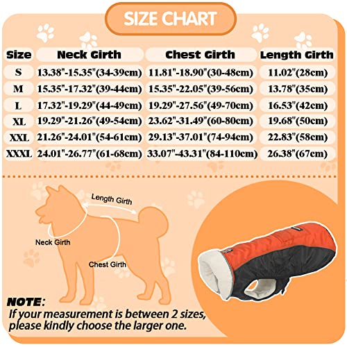 Emust Winter Dog Jackets,Adjustable Dog Winter Clothes With Leash Ring,Reflective Small/Medium/Large Cold Weather Dog Coat, 6 Colors 6 Sizes (L, Orange) #TOP4