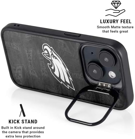 Skinit Kickstand Phone Case Compatible with iPhone 13 - Officially Licensed NFL Philadelphia Eagles Black & White Design