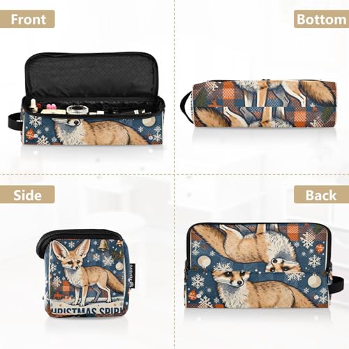 Bolsa organizadora 2 en 1 para herramientas de cabello y tapete resistente al calor, con cierre, impermeable, portátil, para plancha, rizador y secadora de cabello, Fox Merry Christmas Blue Plaid Travel Bag miniatura 5