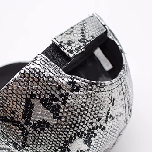 Labanca Unisex Snakeskin Baseball Cap Pu Leather Casual Trucker Baseball Cap Hat, Silver #TOP3