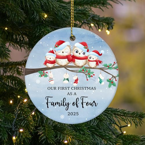 Image of First Christmas As Family of 4 Ornament 2025 - New Parents Ornament