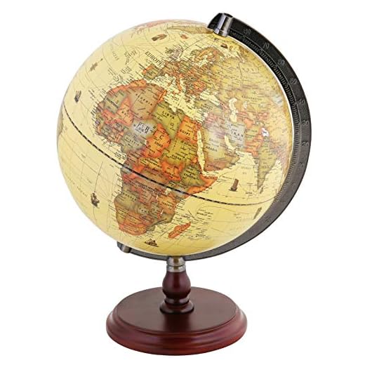 Exerz 25 cm antik glob med träbas – för barn kontor dekoration inredning – engelska – diameter 25 cm