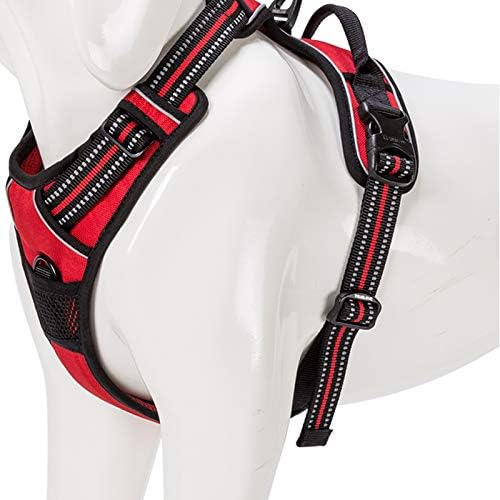 WINHYEPET True Love Dog Harness, No-Pull Reflective Pet Harness with 2 Leash Clips Adjustable Soft Padded Dog Vest with Easy Control Handle for Small Medium Large Dogs TLH5651(Red,L)
