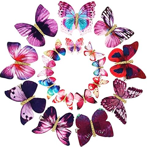 18 Stücke Schmetterling Haarspangen Glitter Haarspangen Schmetterling Schnappen Haarspangen für Jugendliche Frauen Haarschmuck Cover