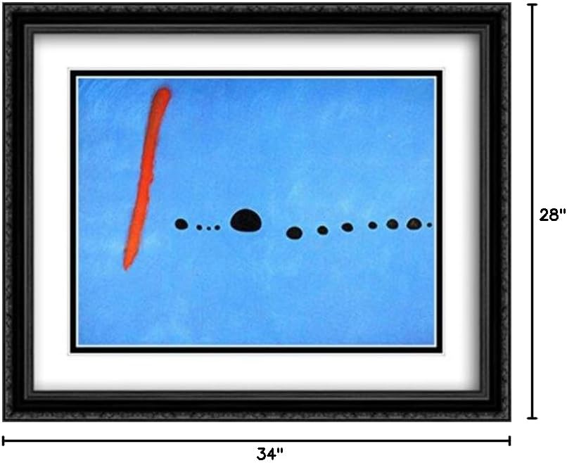 Blue II 2X Matted 34x28 Large Black Ornate Framed Art Print by Miro, Joan