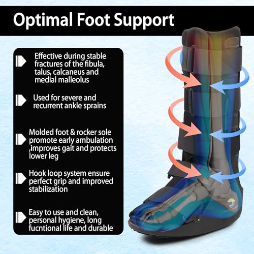 Image of Balance Care Orthopedic Walking Boot (Size Small, Black) - Pneumatic Cam Fracture Boot with Built-in Airbag, Wider Rocker Sole & 4-Point Straps for Broken Foot, Sprained Ankle & Post-Surgery Recovery