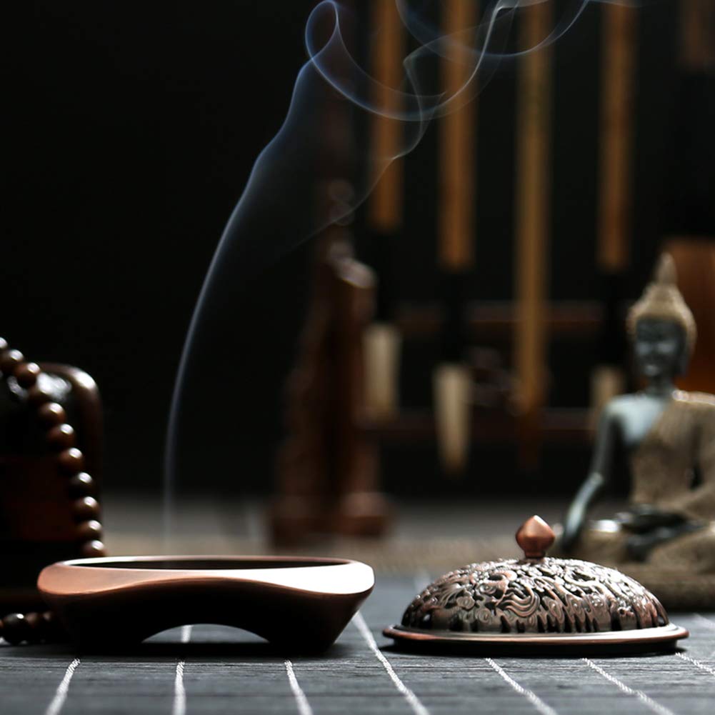 Brûleur d'encens en céramique Diffuseur de Parfum, Alliage Sculpture Creuse comptine de Dragon Four à Bois de Santal, Convient à Salon Espace de méditation Lieu de beauté comme Salon, Le Yoga, Etc