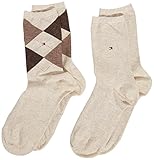 Tommy Hilfiger Damen Th Dames Check 2p Socken, Beige (Light Beige Melange 360), 39-42 EU