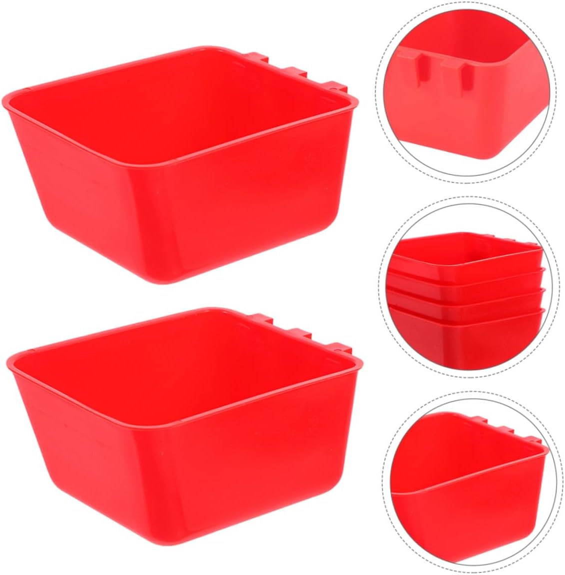 Kichvoe 20pcs Rectangular Bird Cage Bowls Plastic Feeding and Watering Dishes 12.5x9.5x6cm Hanging Feeder for Parrots, Finches, Pigeons, and Chicken Coop Supplies
