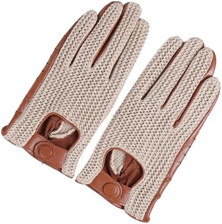 Genuine Leather Driving Gloves with Cotton Crochet