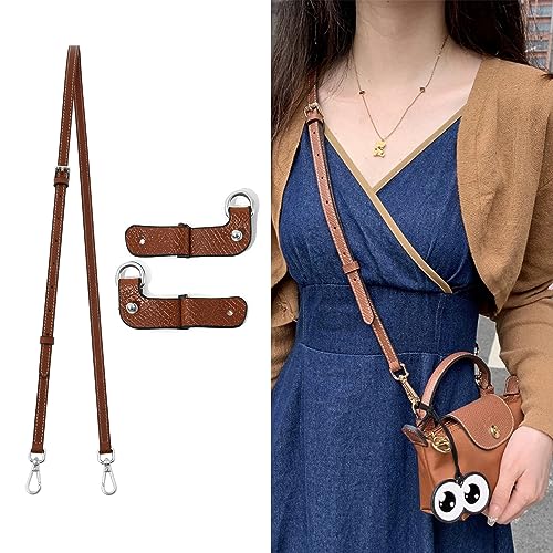 Image of Leather Purse Straps Replacement Shoulder Strap Leather Adjustable Crossbody Strap Suitable for Long champ Handbags
