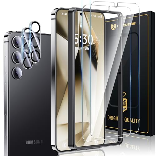 UniqueMe 2024 für Samsung Galaxy S24 Plus Panzer Schutz Glas mit Schablone 2 Stück 9H Prime Schutzglas und Kameraschutz [9H Härte] [Kratzfest] HD Klar Schutzglas S24 Plus Displayschutz