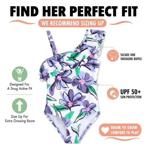 Image of Kanu Surf Girls Morgan Floral Ruffle 1-Shoulder 1-piece Swimsuit