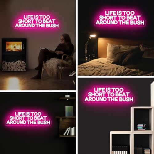 Image of Life is Too Short to Beat Around the Bush Neon Sign, Wax Specialist LED Light, Esthetics Salon Suite Decor, Waxing Studio Sign,Clinic Wall Decoration, 17.7 inchx5.9 inch, Pink