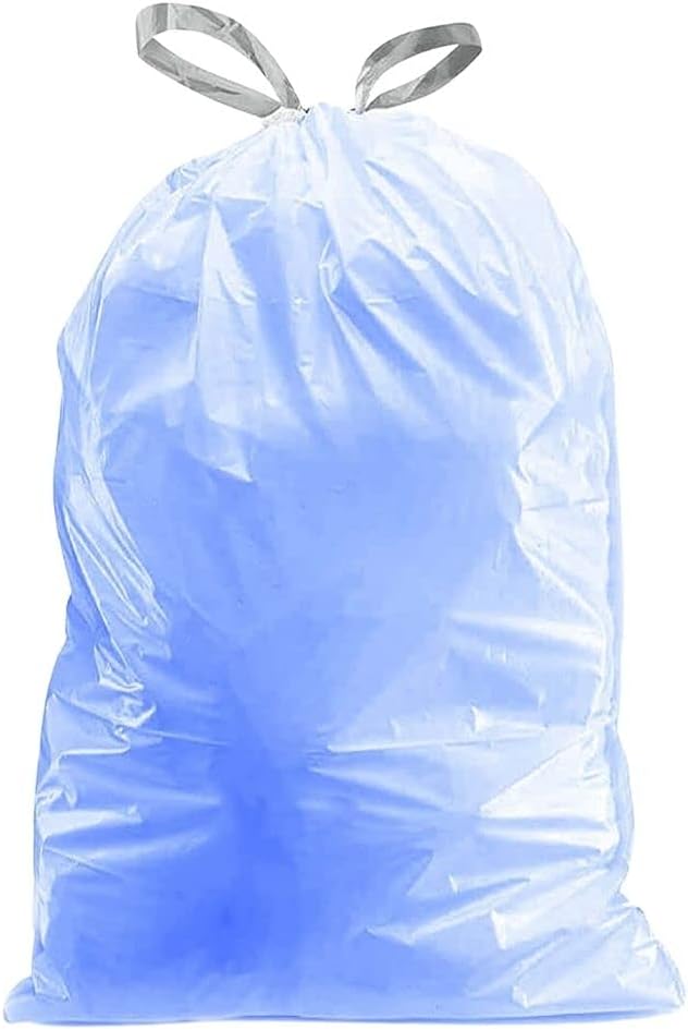 Plasticplace Custom Fit Trash Bags, Compatible with simplehuman Code V (200 Count) Tinted Blue Drawstring Garbage Liners 4.2-4.8 Gallon, 14.5" x 28"