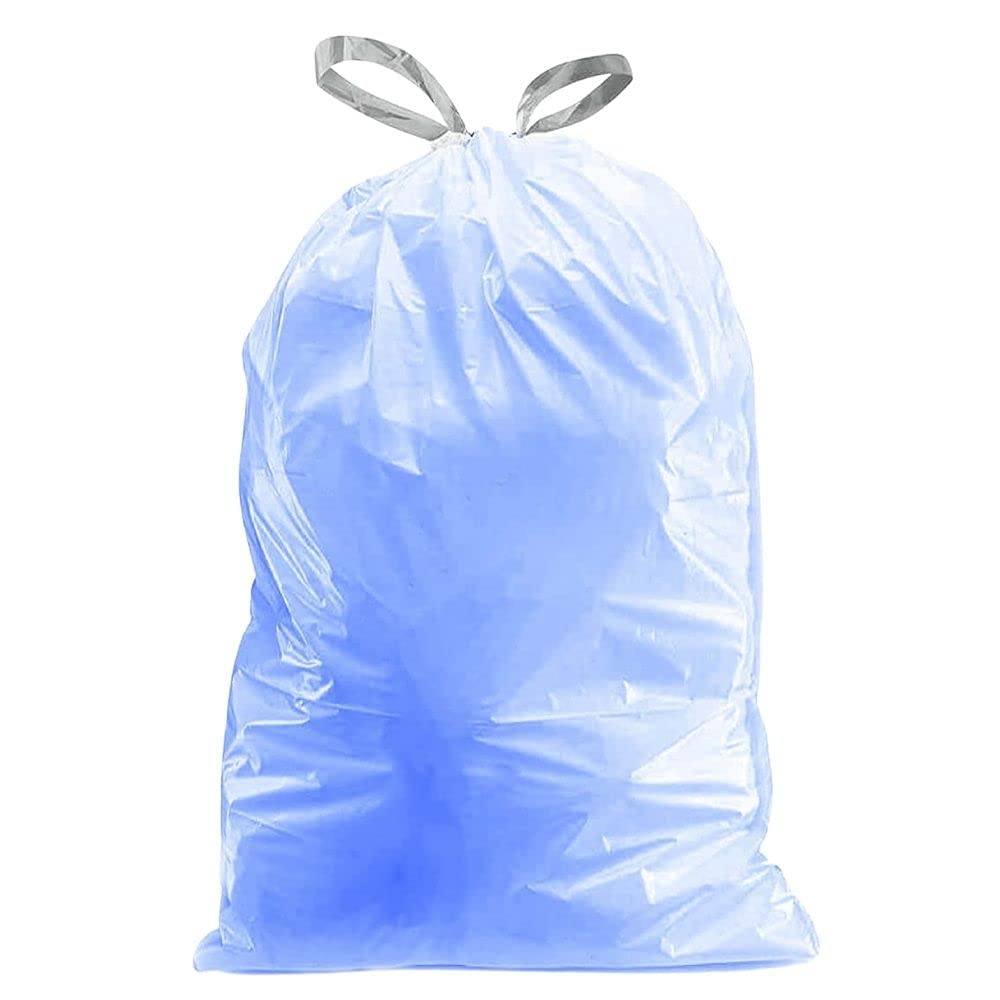 Plasticplace Code V - Bolsas de reciclaje compatibles con 200 unidades, color azul, con cordón, 4.2-4.8 galones, 16-18 litros, 14.75 x 28 pulgadas