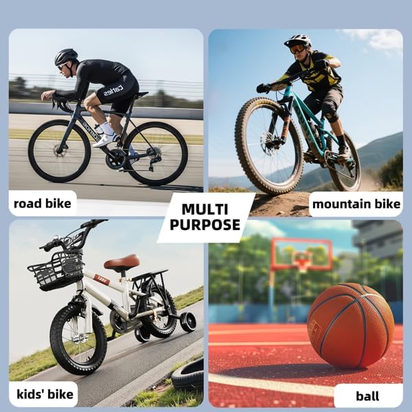 Pocket Air Pump Mini Bike Pump Electric 130PSI with Presta & Schrader Valves Auto Stop Fast Inflation Type-C Rechargeable Battery for All Bicycles & Balls Cycling Essentials - Wireless Tire Inflator