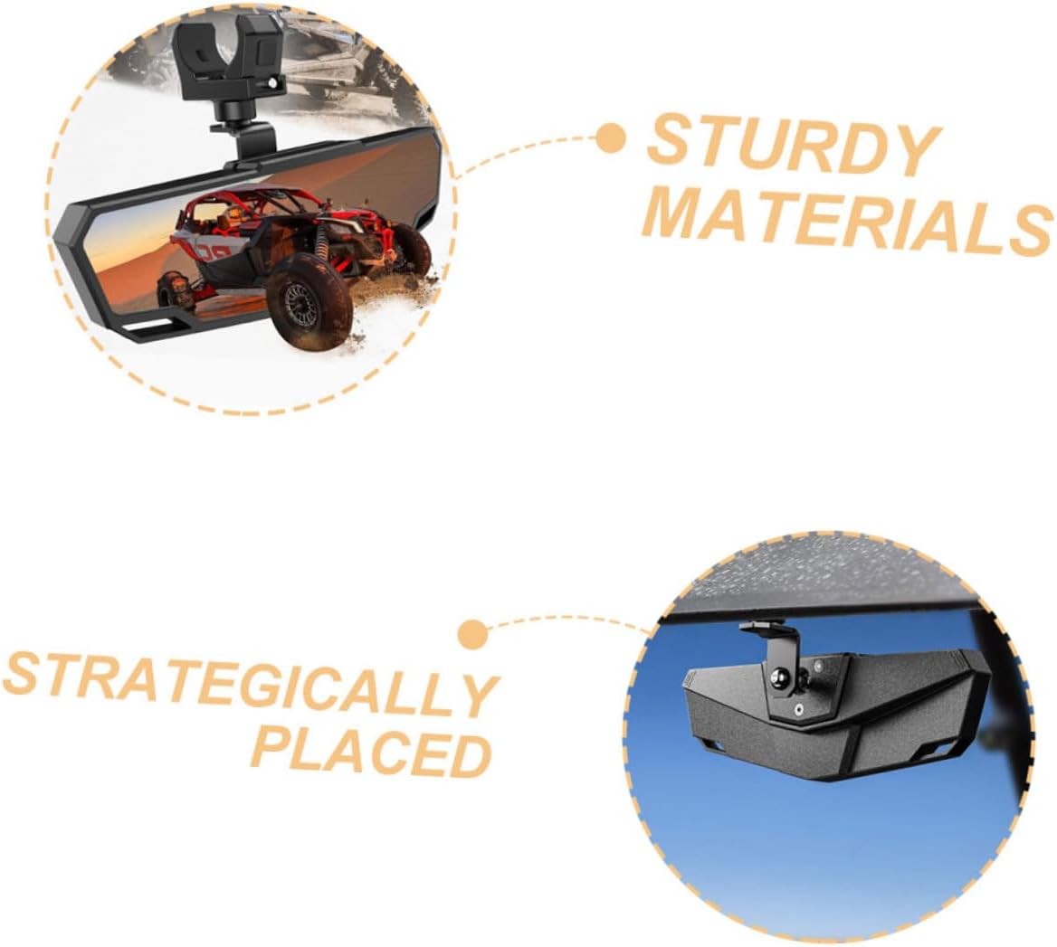 Atv Rear View Mirror Auxiliary Mirror for Utv Material Easy to Install Fit for Polaris