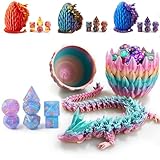 DND Dice Set (7 Pieces) and 3D Printed Dragon Egg,Fidget Toys,Surprise Dragon Egg and Polyhedral Dice Set with Gift Box,Playing Game with Dragon Eggs for RPG DND MTG
