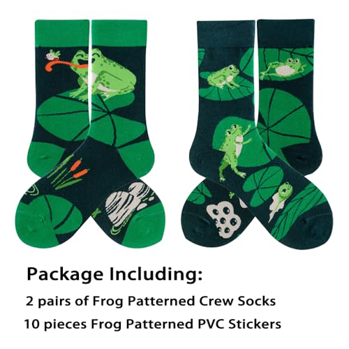 Image of 2 Pairs Cartoon Animal Crew Socks Fun Cotton Mid Calf Socks for Women