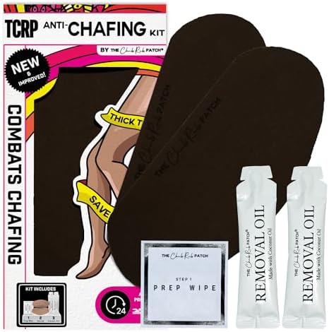 Anti Thigh Chafing Prevention Kit, Includes 1 Pair of Inner Thigh Chafing Pad Espresso, 2 Removal Oil & Prep Wipe by The Chub Rub Patch