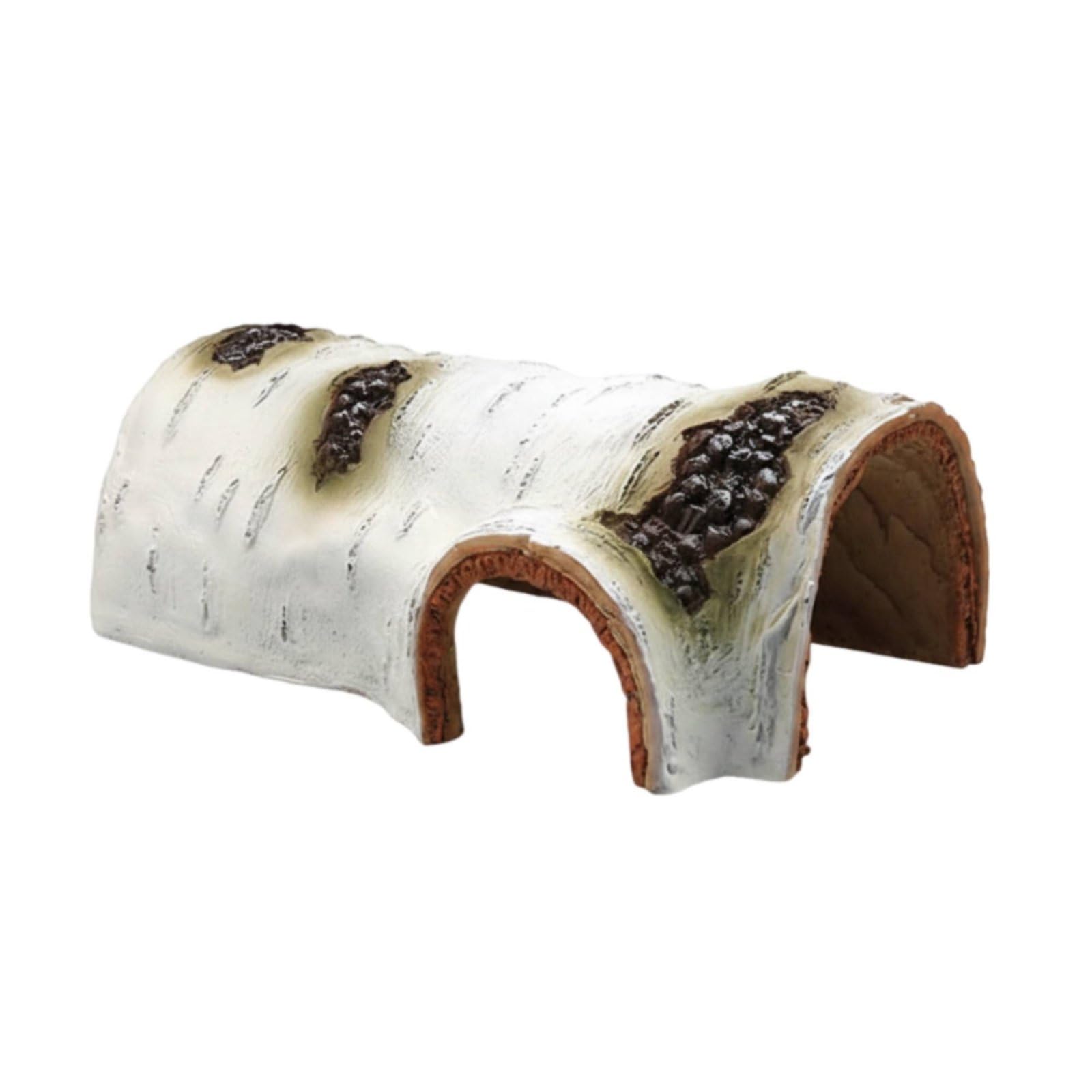 Qianly Aquarium Cave Naturalistic Design Resin Birch Log Hide Easy to Clean Arched Log Shelter for Aquatic Invertebrates, Large
