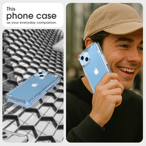 Image of Pikkme Back Cover for iPhone 13 / iPhone 14 PC + TPU Transparent Hybrid Shock Absorption Bumper Case (Transparent)