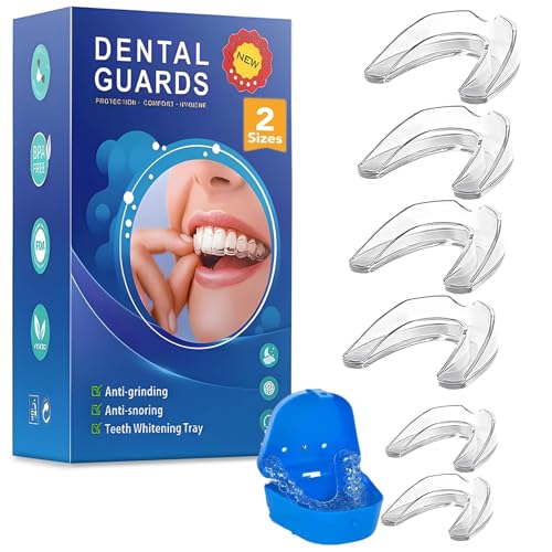 6 Pack Mouth Guard for Grinding Teeth at Night - Mouthguards for Grinding of Teeth Night Guards for Teeth Grinding Reusable Mouth Guard for Sleeping Bite Guard (2 Sizes)