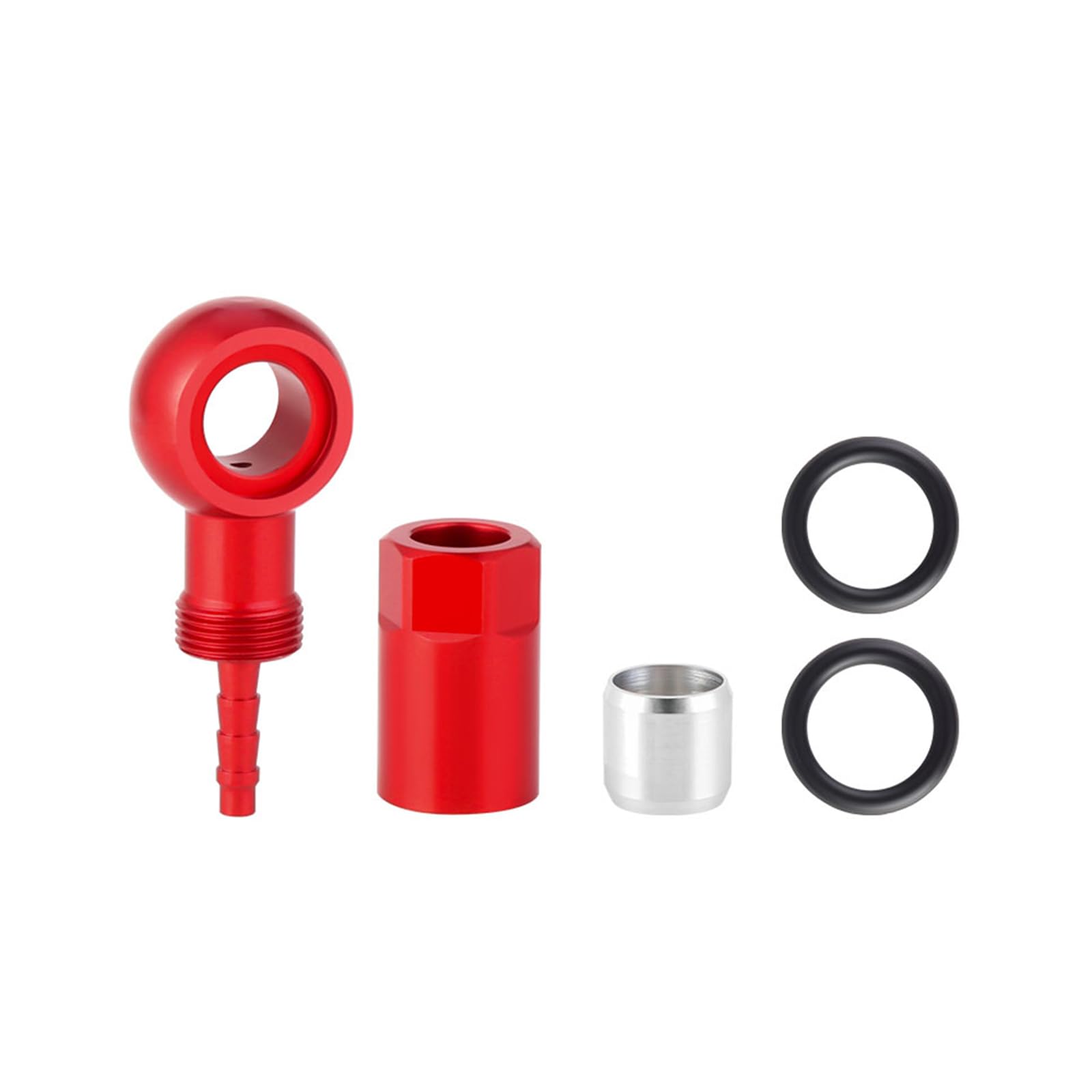 Hydraulic Disc Brake Olive Barb Insert Connector, Banjo Fitting Kit Compatible with Shimano SLX XT XTR ZEE Saint BH90 Hose M640 M7000 M8000 M8020 M820 M9000 M9100 M9120, CNC Aluminum Alloy, Red