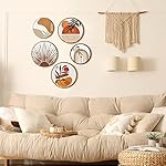 Qunclay 5 Pcs Wall Art Decor Wooden Living Room Wall Decor Bohemian Hanging Farmhouse Geometric 10'' and 8'' Aesthetic Wood Minimalist Posters for Bedroom(Boho) - Image 5