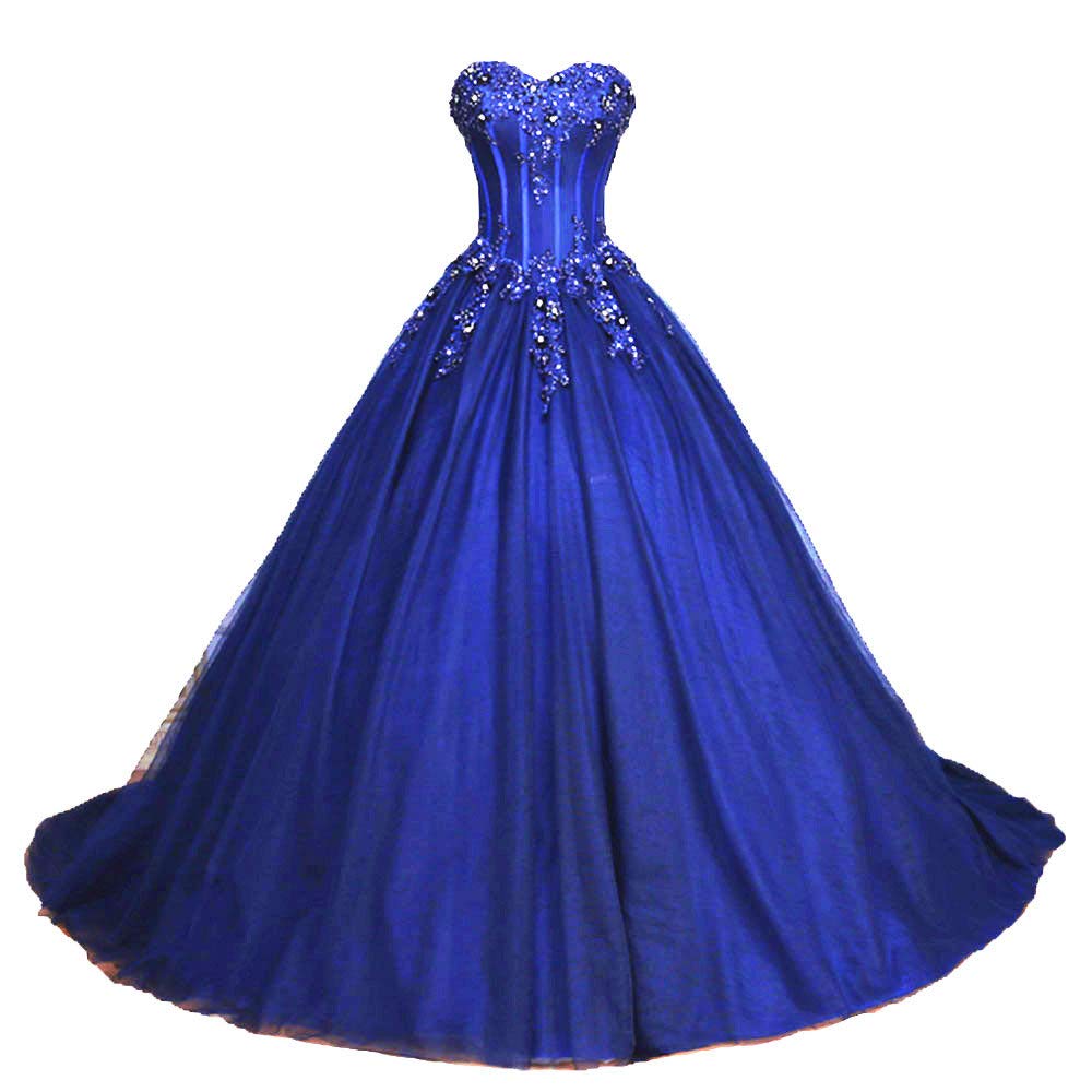 Abito da donna in tulle, senza spalline, con pizzo, da principessa, da ballo, da ballo, da sposa