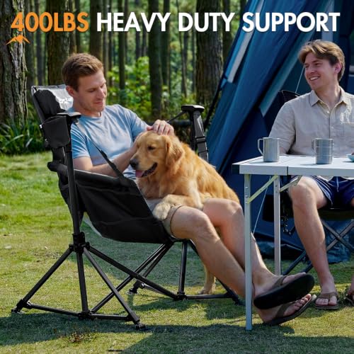 Portal Hammock Camping Chair Silla de Camping Colgante Resistente 400 lbs - Malla Transpirable con Respaldo Ajustable y Almohada para la Cabeza, Portátil, Negro miniatura 3