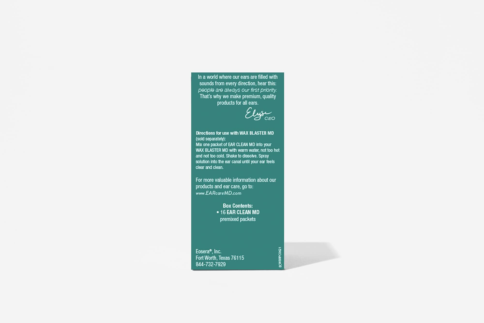 eosera® Ear Clean MD® Wax Blaster MD® Refill Powder for Enhanced Ear Canal Care | 16 Packets | Moisturizing Formula | Weekly Maintenance for Optimal Ear Health