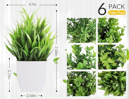Der Rose 6 Pack Small Fake Plants Artificial Plants in Pots for Home Bthroom Bedroom Living Room Decor Indoor(White) - Cosy Home Interiors Der Rose 6 Pack Small Fake Plants Artificial Plants in Pots for Home Bthroom Bedroom Living Room Decor Indoor(White) - Image 2