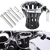 FWXEOZ Motorcycle Drink Cup Holders Handlebar Mount with Mesh Basket for Yamaha Kawasaki Suzuki Indian Honda GL1800 GL1500 F6B Universal Water Bottle Holder for Gold Wing (Chrome)