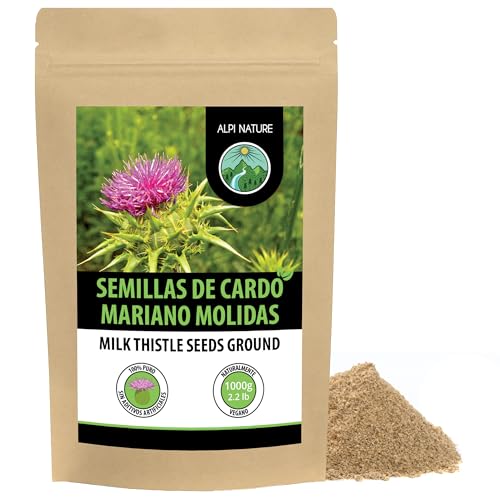 Semillas de cardo mariano molidas (1kg), 100% naturales y puras, suavemente secadas y molidas
