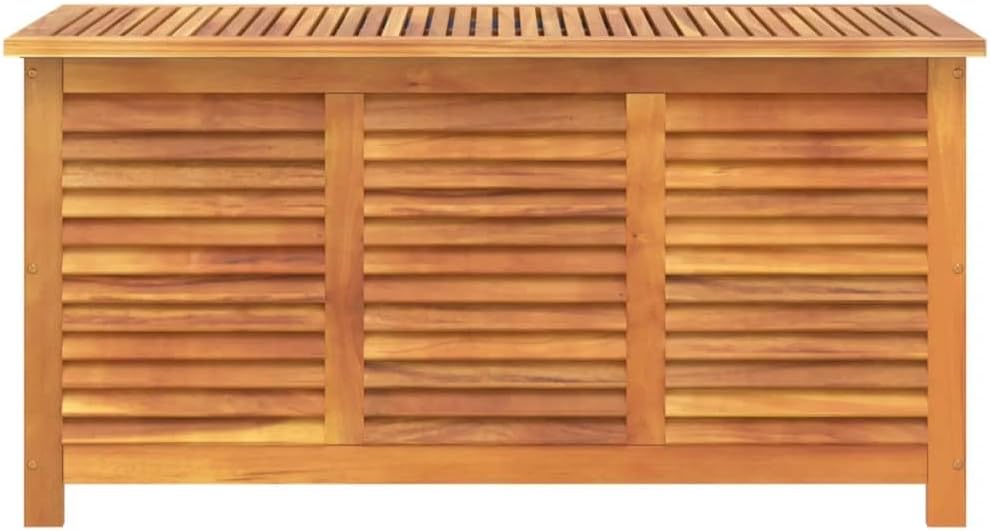 Garden Storage Box with Louver 44.5"x19.7"x22" Solid Wood Acacia, Patio Storage Boxes