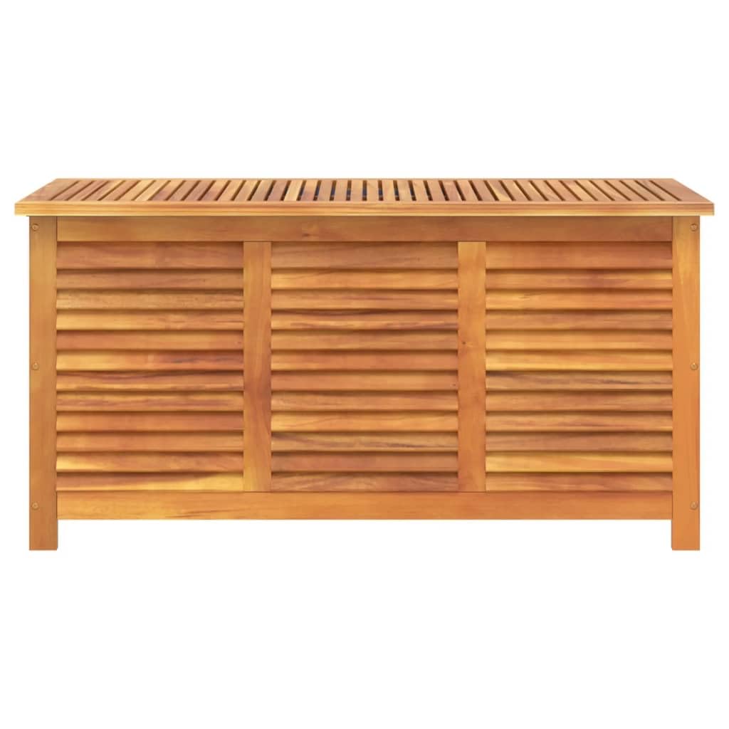 IKAYAA Baúl de Jardín, Arcón Exterior de Madera de Acacia, Caja de Almacenamiento con Bolsa, Organizador Herramientas, Arcón de Almacenaje para Patio Jardín, 113 x 50 x 56 cm