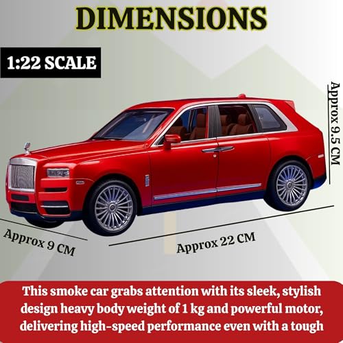 Image of GRAPHENE 1:22 Scale Diecast Metal Smoke Car Rolls-Royace Cullinan RC Car Openable Door Light & Spray Effect Model Remote Control Toy Car Gifts Mist Toys for 3-10 Years Kids Boy Girl